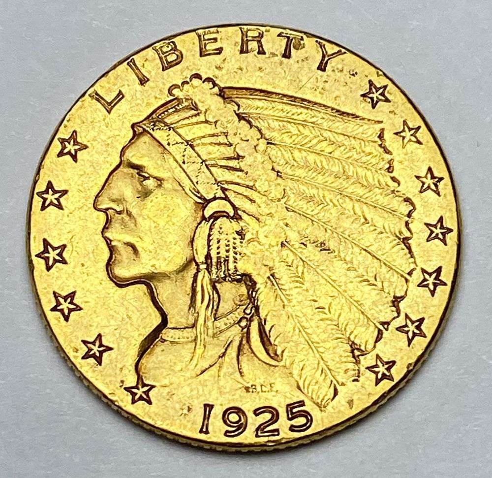 1925-D Gold $2.50 Indian Head AU50 (1 of 3)