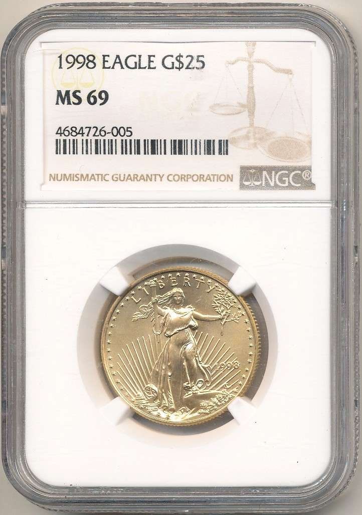 1998 American $25 Gold Eagle 1/2 ozt NGC MS69 (1 of 4)
