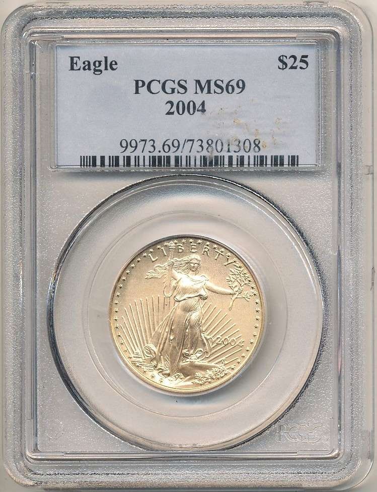 2004 American $25 Gold Eagle 1/2 ozt PCGS MS69 (1 of 4)