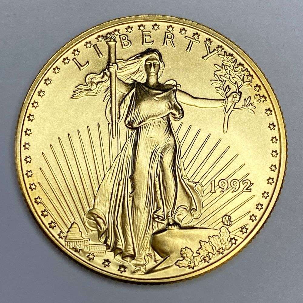 Better Date 1992 American $25 Gold Eagle 1/2 ozt MS69: Winner shall receive the exact coin shown here. (RR/URTB)