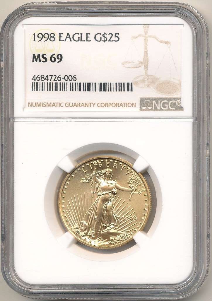1998 American $25 Gold Eagle 1/2 ozt NGC MS69 (1 of 4)