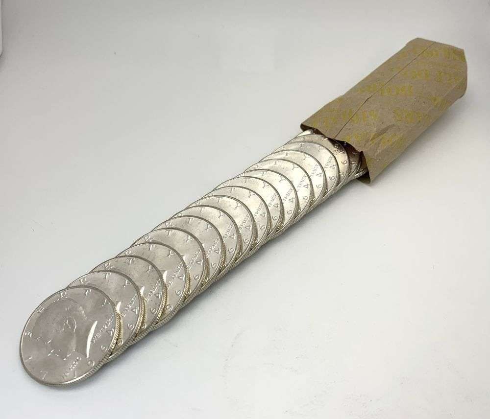 Roll (20-coins) 1964-D Kennedy 90% Silver Half Dollar BU: Winner shall receive the exact roll (20-coins) shown here. (RM/PLB)