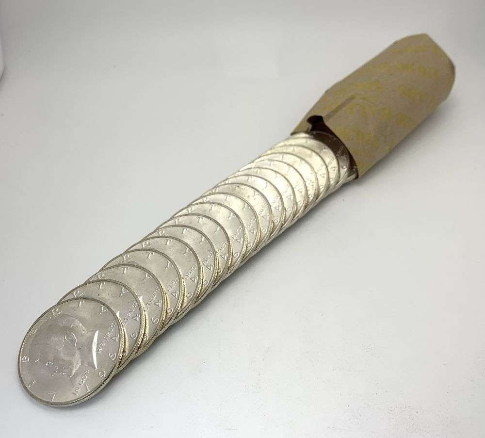 Roll (20-coins) 1964-D Kennedy 90% Silver Half Dollar BU: Winner shall receive the exact roll (20-coins) shown here. (RM/PLB)