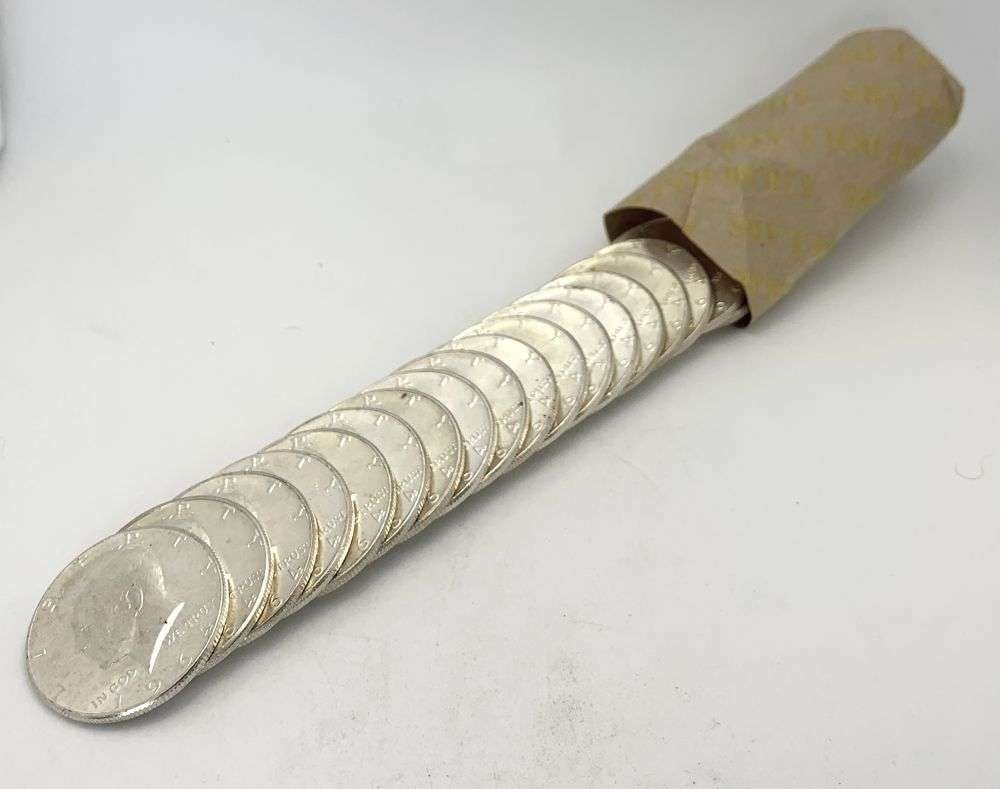 Roll (20-coins) 1964 Kennedy 90% Silver Half Dollar BU: Winner shall receive the exact roll (20-coins) shown here. (RM/PLB)