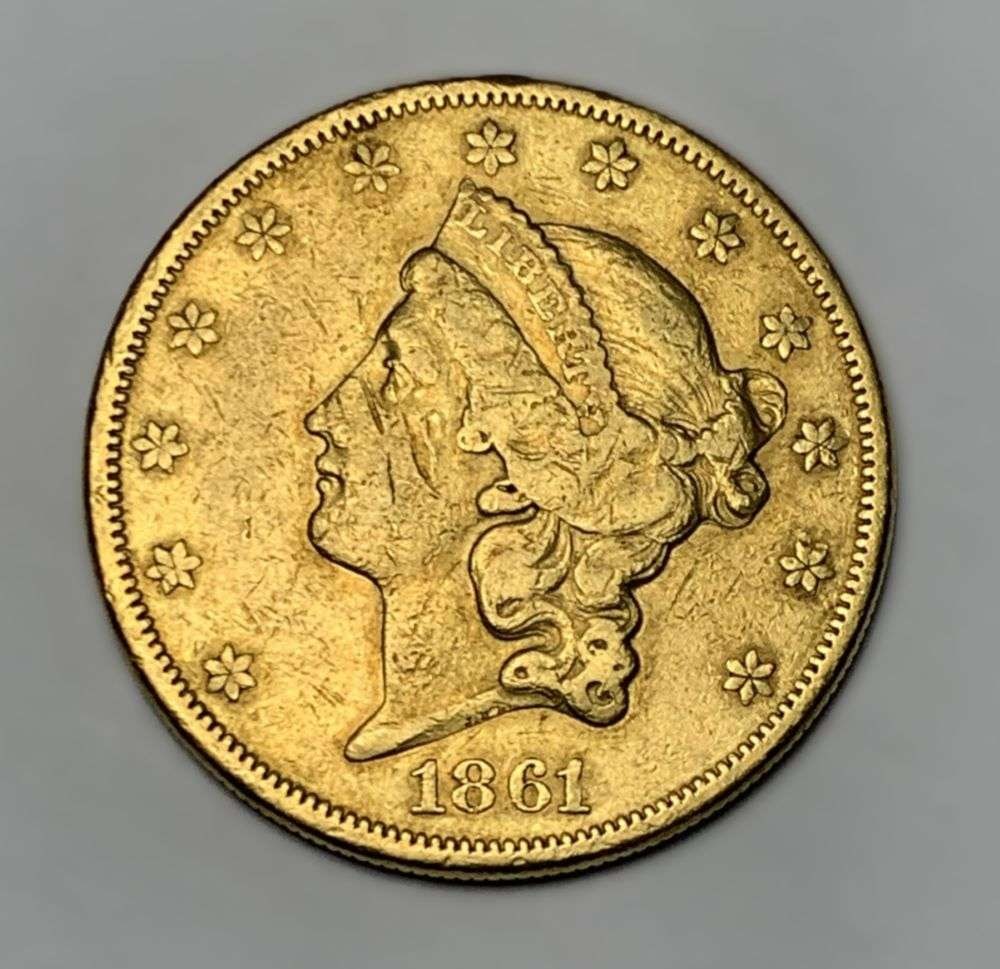 Last Minute! 1861 Gold $20 Liberty Head AU55 Details (1 of 2)