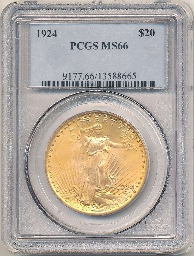 Last Minute! 1924 Gold $20 Saint Gaudens PCGS MS66 (1 of 4)