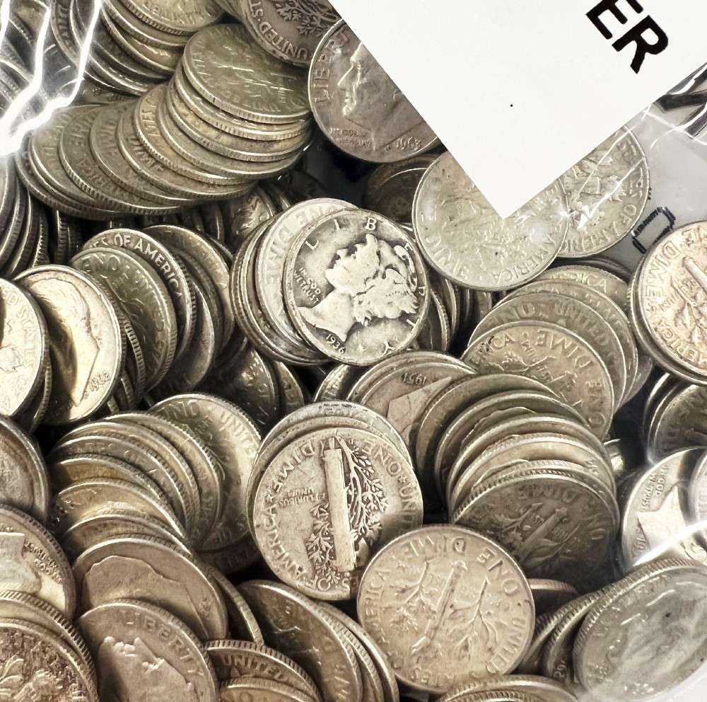 Last Minute! $100 Face Value 90% Silver Mixed Dimes (1,000-coins) (1 of 4)