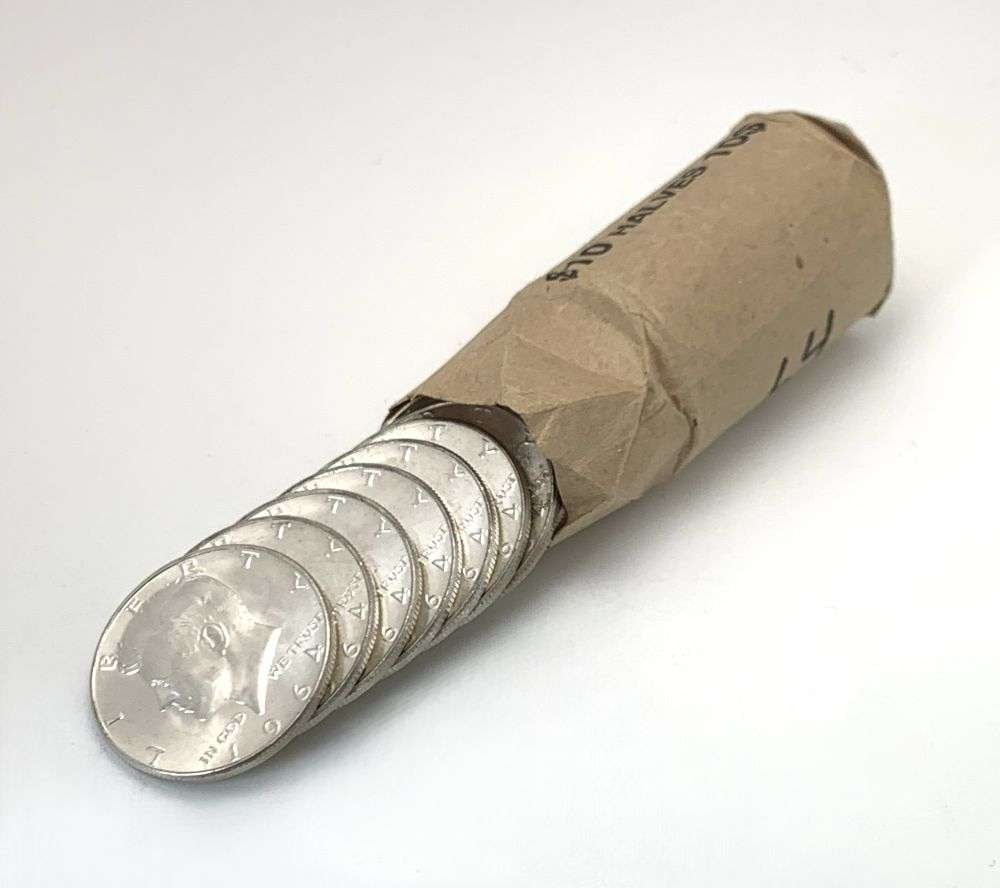 Last Minute! Roll (20-coins) 1964 Kennedy 90% Silver Half Dollar BU (1 of 4)