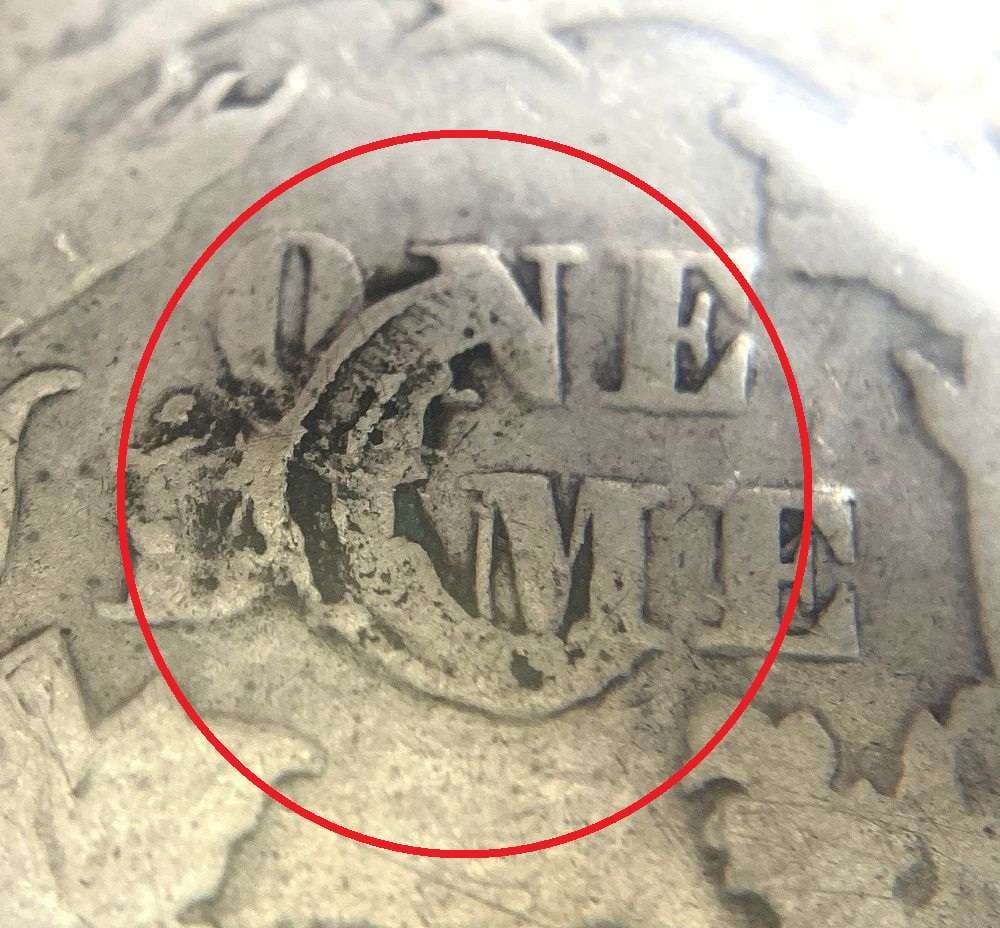 Last Minute! Unusual Mint Error 1876-S Seated Liberty Silver Dime: Winner shall receive the exact coin shown here. (RR/B)