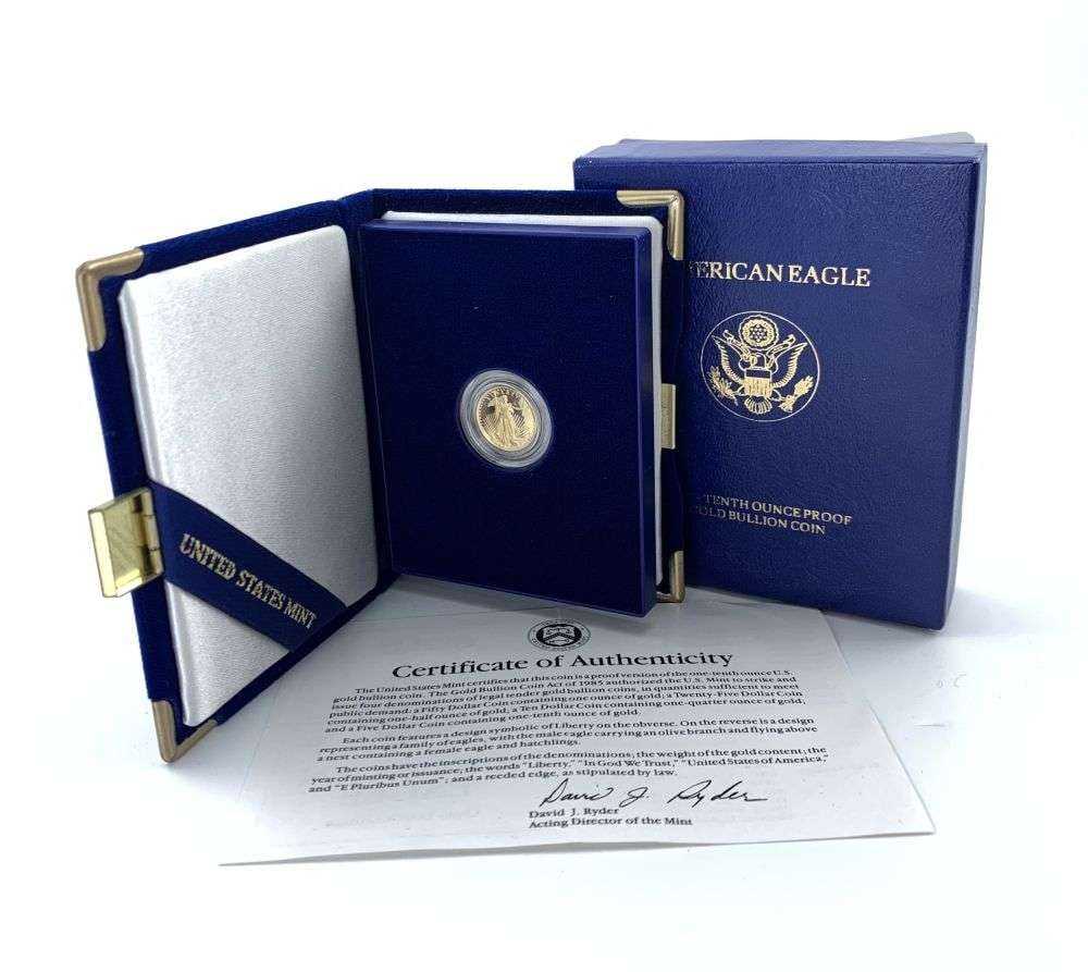 Last Minute! 1992-P American $5 Gold Eagle Proof 1/10th ozt: Winner shall receive the exact coin shown here. (RM/UPR)