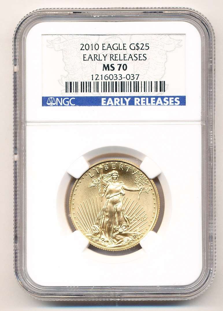 Last Minute! Rare 2010 American $25 Gold Eagle 1/2 ozt NGC MS70 (1 of 4)