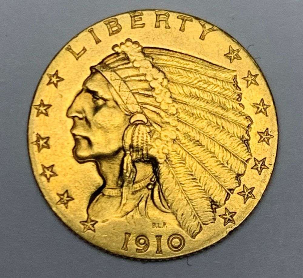Last Minute! 1910 Gold $2.50 Indian Head MS62: Winner shall receive the exact coin shown here. (RM/OPB)
