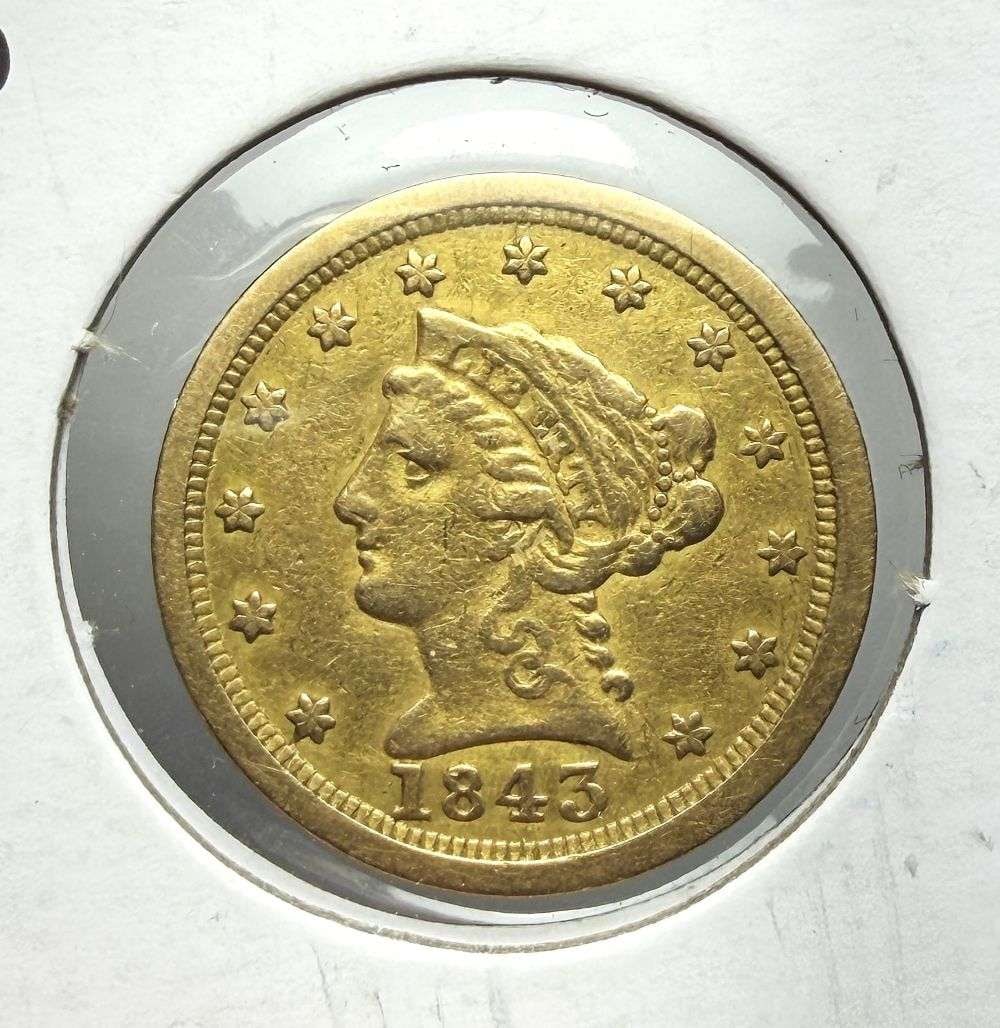 Last Minute! 1843-O (Large Date) Gold $2.50 Liberty Head XF (1 of 2)