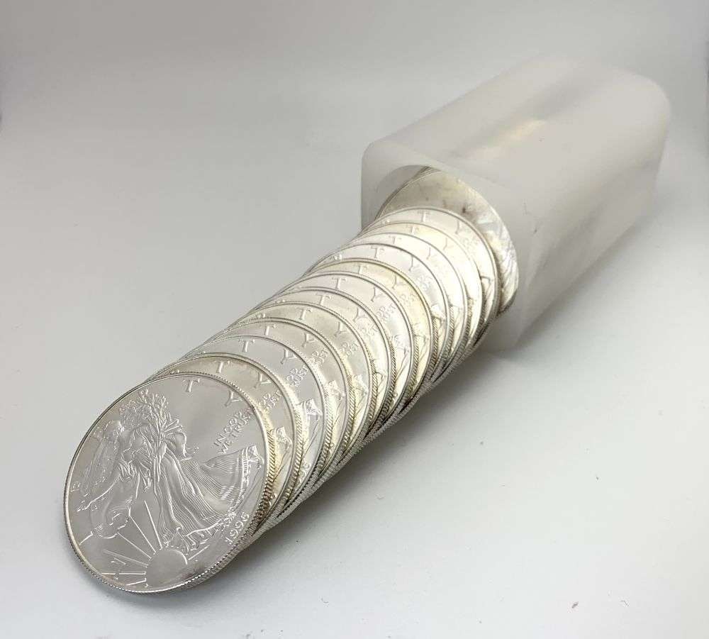 Last Minute! Original Treasury Roll (20) 1996 American Silver Eagle: Winner shall receive the exact roll (20-coins) shown here. (RM/TVC=LPOB)