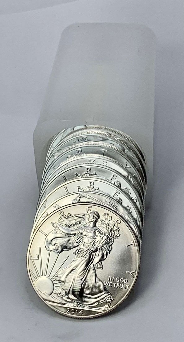 Last Minute! United States Treasury Roll (20-coins) 2014 American Silver Eagle: Winner shall receive (1) roll (20-coins) precisely resembling the one shown here. (MK/LRBB)