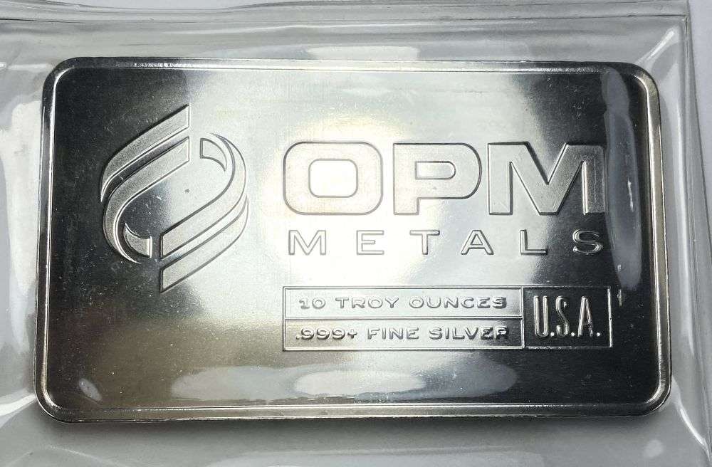 Last Minute! Vintage OPM Metals 10 ozt .999 Silver Bar: In this volatile market, we have widened our lows and highs on silver and gold products. Winner shall receive (1) bar precisely resembling the one shown here. (RR/FBB)