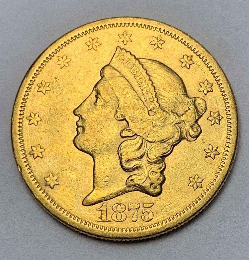 Last Minute! 1875-S Gold $20 Liberty Head MS61 Details (1 of 2)
