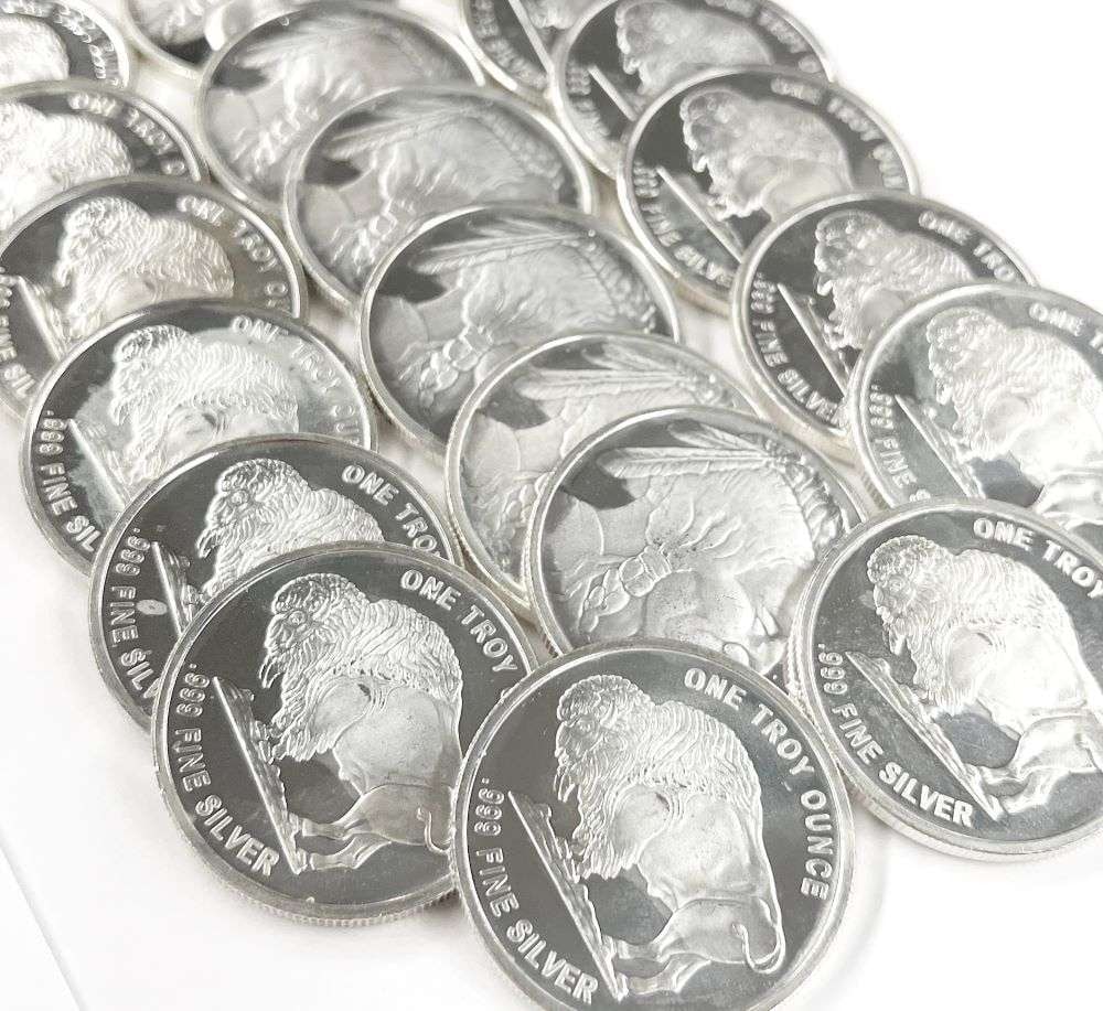 (100-coins) Buffalo .999 Silver 1 ozt Rounds - 8