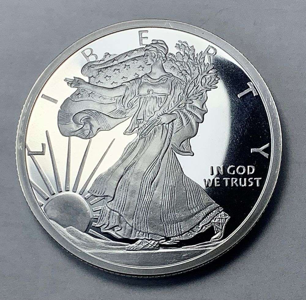 Giant Walking Liberty Design Proof .999 Silver 5 ozt: Winner shall receive the exact coin shown here. (MK/EFR)