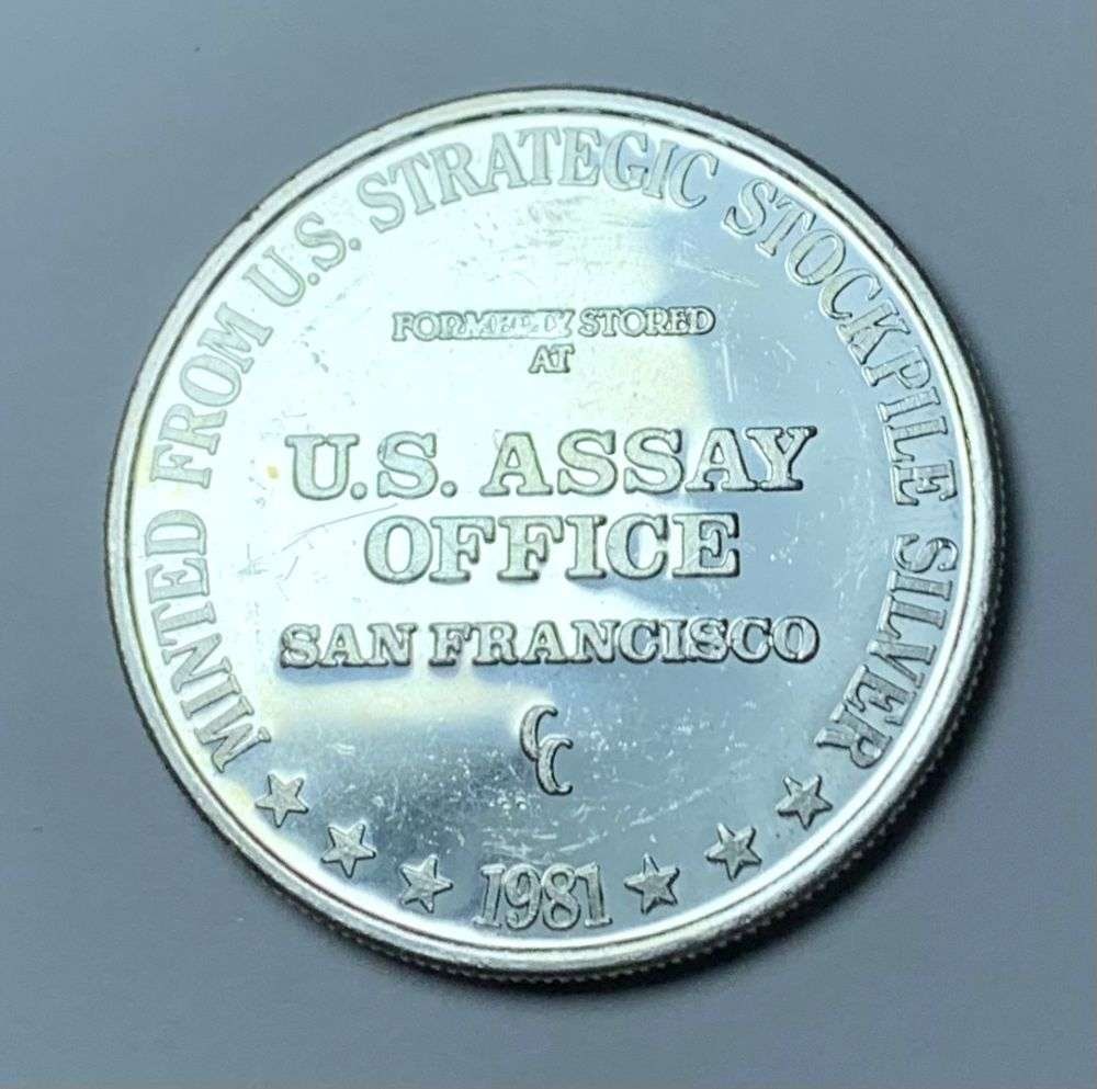 1981-CC U.S. Assay Office San Francisco 1 ozt .999 Silver Trade Unit (1 of 2)