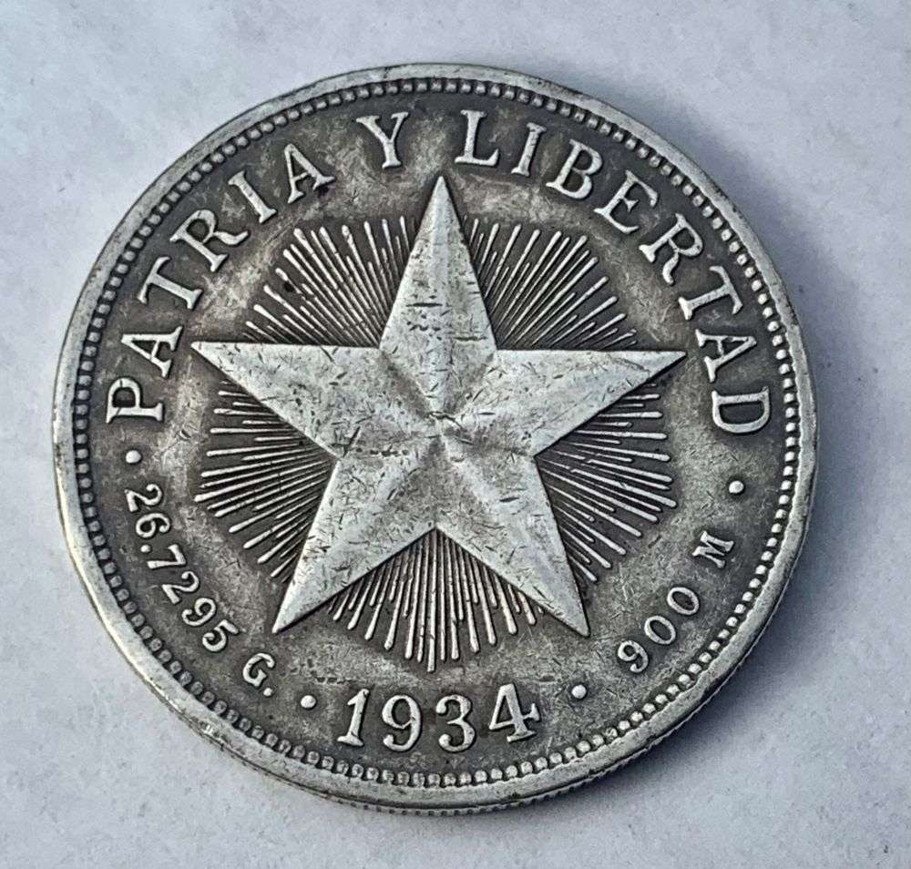 Rare 1934 Republic of Cuba Silver Peso (1 of 2)