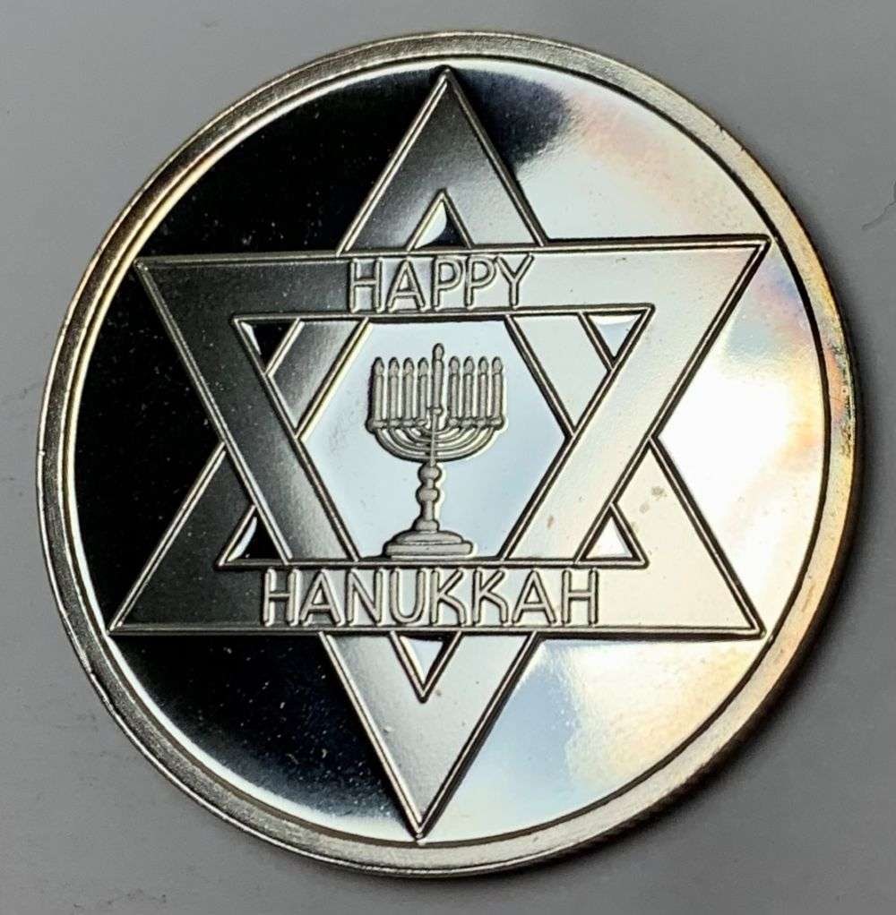 2002 Happy Hanukkah 1 ozt .999 Silver (1 of 2)