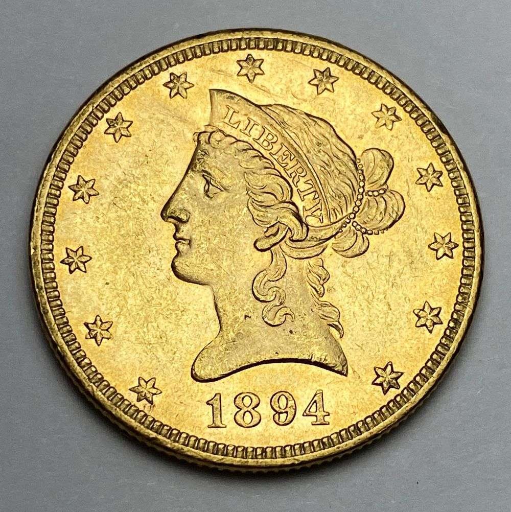 1894 Gold $10 Liberty Head MS64: Well we are pleased to offer a consignment of coins that were purchased from investment rarities from the early 1980's when grading was kind of a different thing. Winner shall receive the exact coin s