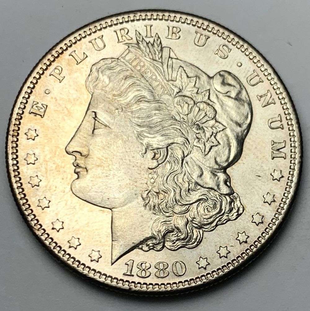 1880-S Morgan Silver Dollar MS65: Winner shall receive the exact coin shown here. (MR/PB)