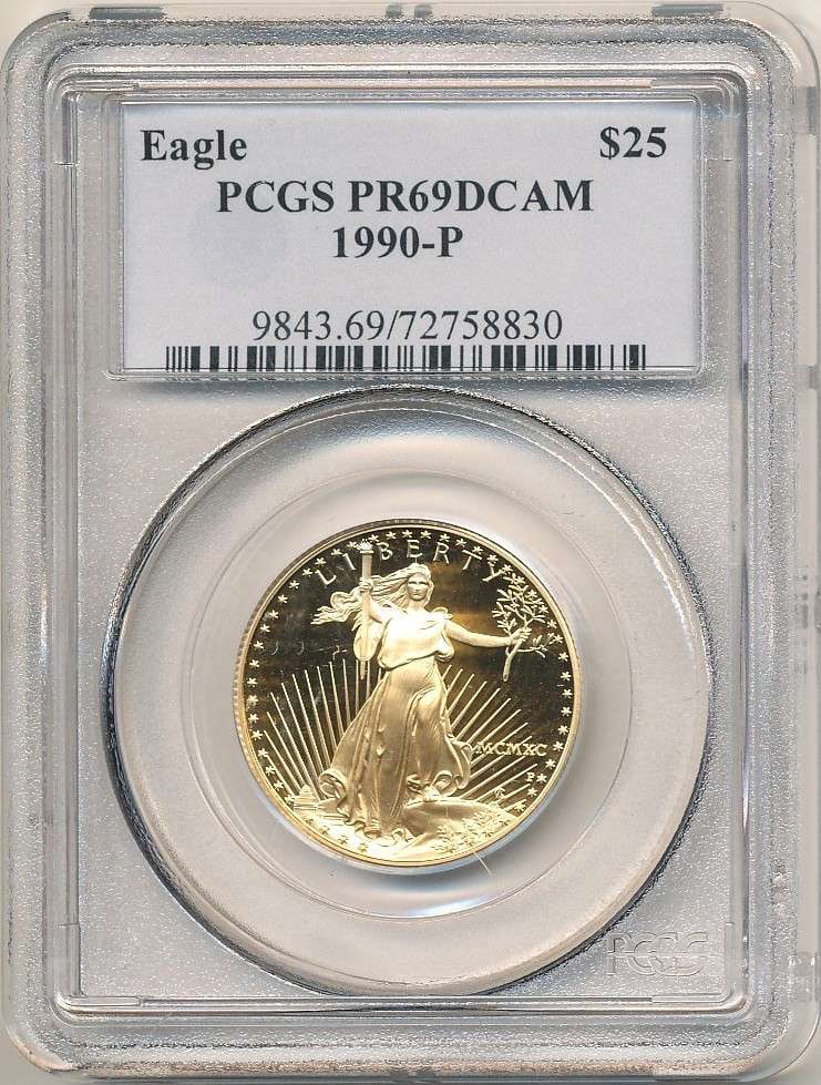 Roman Numeral 1990-P American $25 Gold Eagle 1/2 ozt PCGS PR69 DCAM (1 of 4)