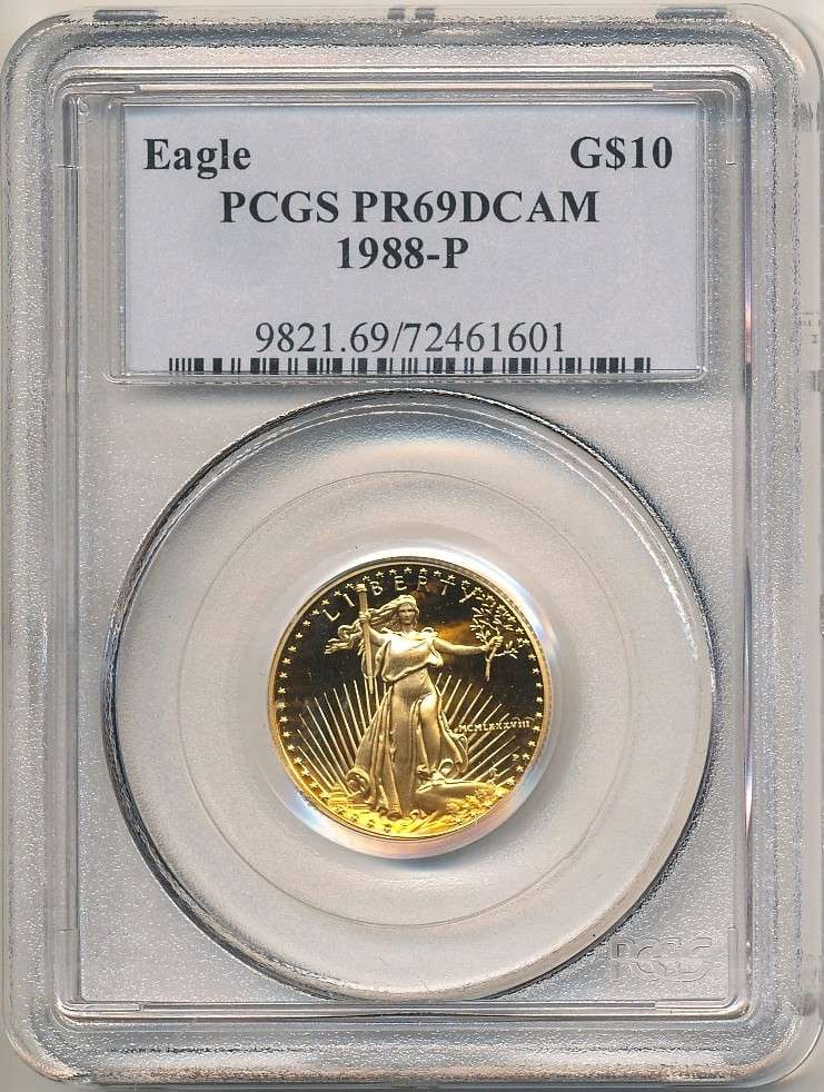 Roman Numeral 1988-P American $10 Gold Eagle 1/4 ozt PCGS PR69 DCAM (1 of 4)