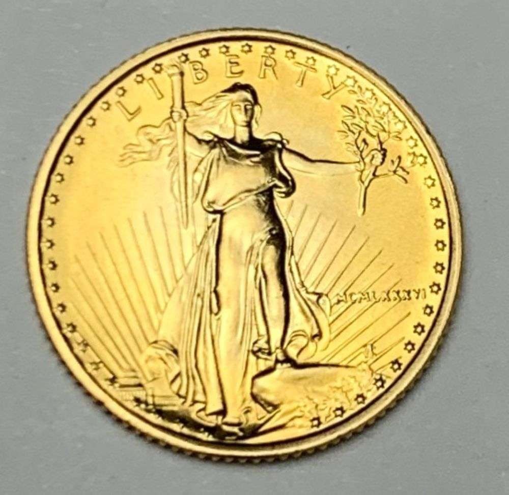 Roman Numeral 1986 American $5 Gold Eagle 1/10 ozt: Winner shall receive the exact coin shown here. (MR/ERB)