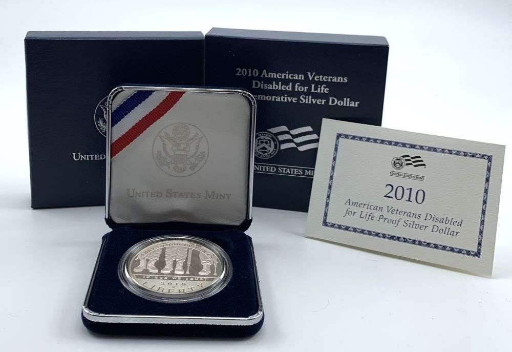 2010-W American Veterans Disabled For Life Commemorative Proof Silver Dollar OGP (1 of 4)