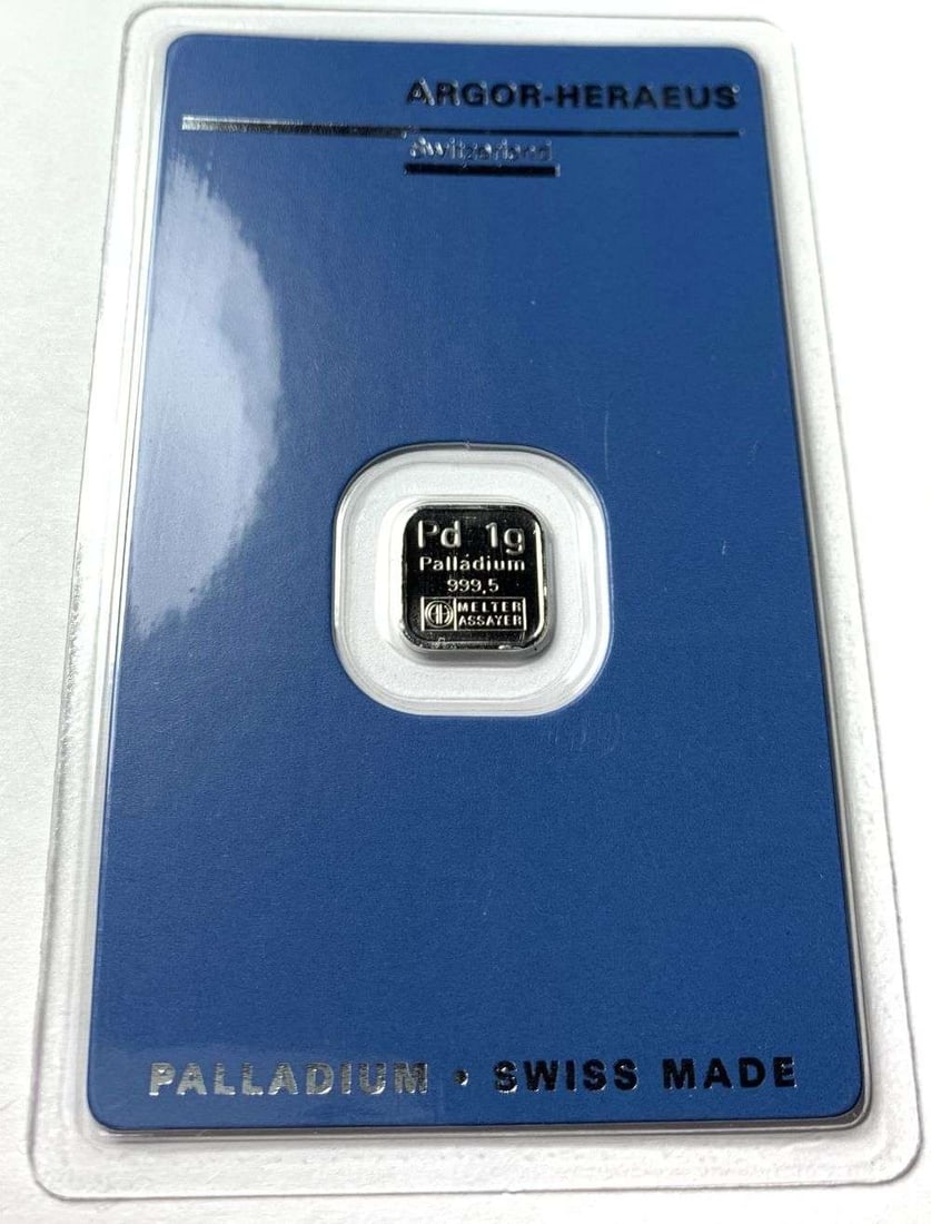 Argor-Heraeus 1g .9995 Palladium Bar: Winner shall receive the exact bar shown here. (MR/EB)