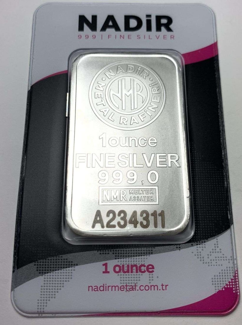 Impressive Nadir Metal Refinery 1 ozt .999 Silver Bar: Winner shall receive the exact bar shown here. (MR/RB)