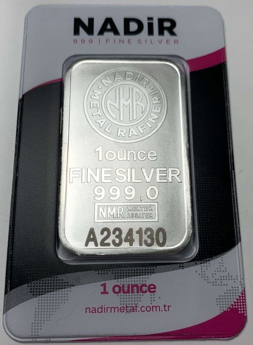Impressive Nadir Metal Refinery 1 ozt .999 Silver Bar: Winner shall receive the exact bar shown here. (MR/B)
