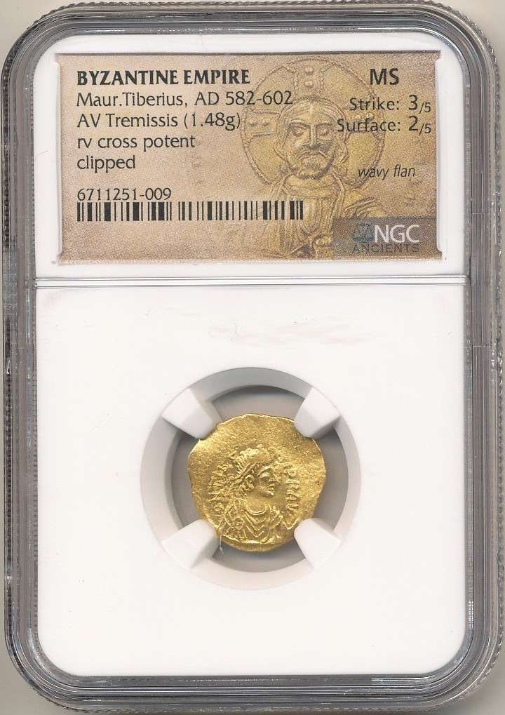 Ancient Byzantine Empire AD 582-602 Maur.Tiberius 1.48g Gold NGC MS (1 of 4)