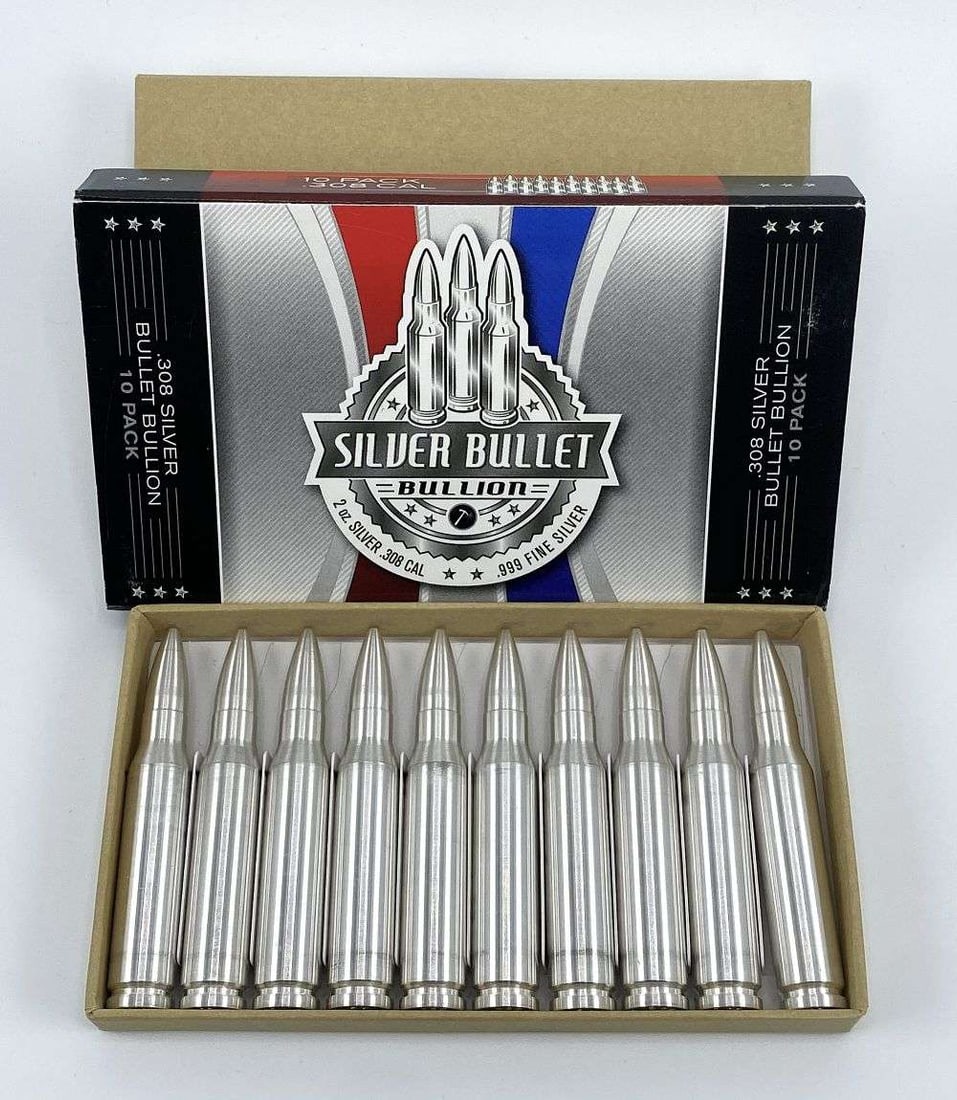 (10) .308 Bullet Design 2 ozt .999 Silver: Winner shall receive the exact item shown here. (RR)