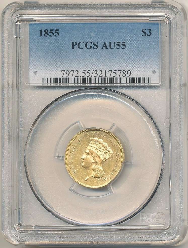 1855 Gold $3 Princess PCGS AU55 (1 of 4)