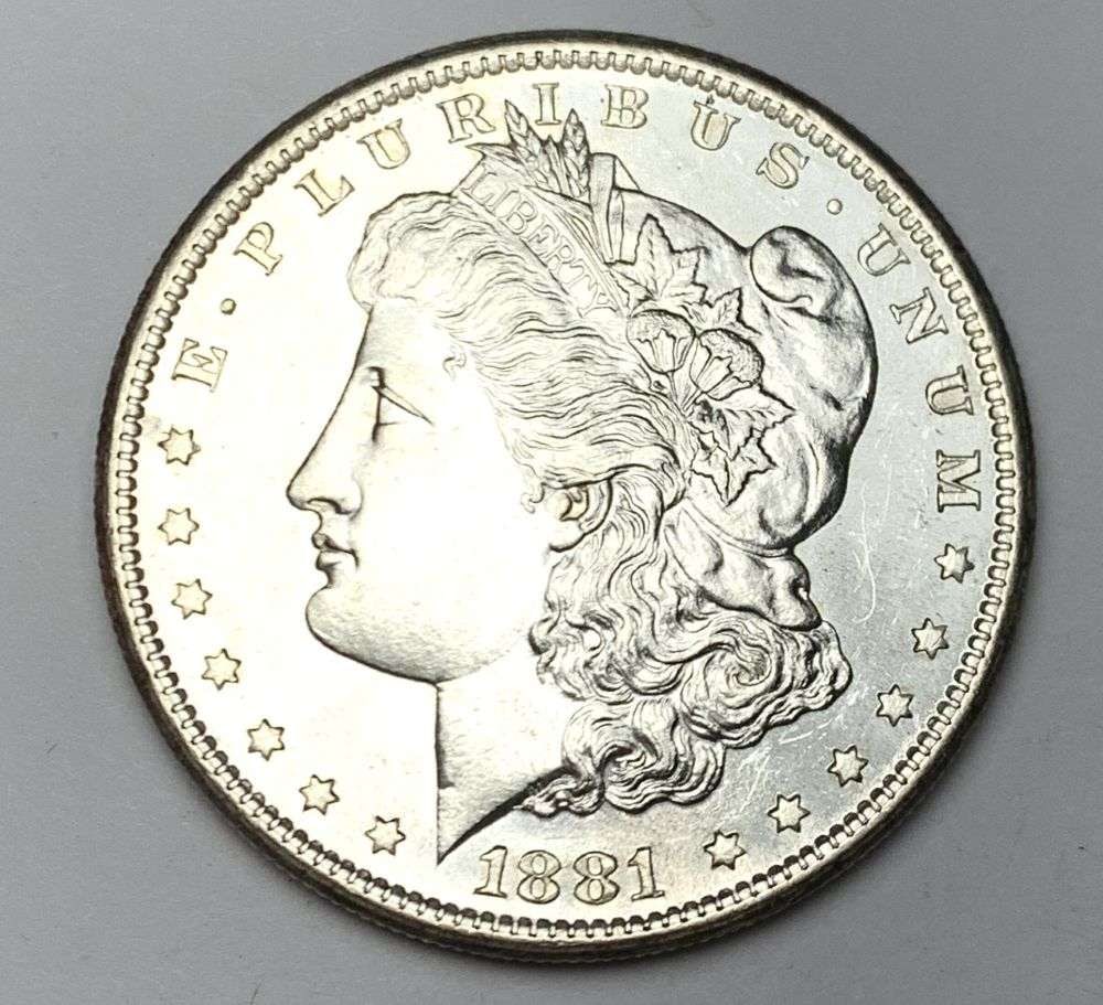 1881-S Morgan Silver Dollar MS64: Winner shall receive the exact coin shown here. (MR/B)