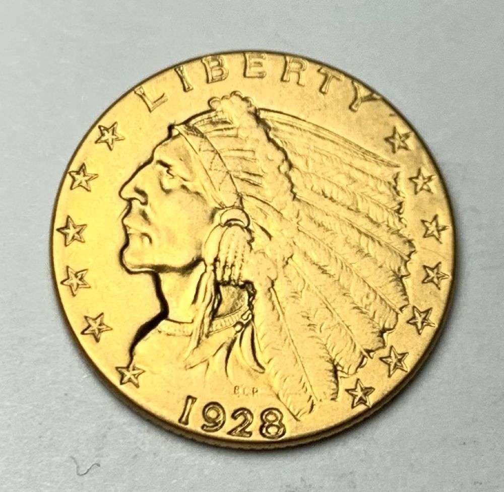 1928 Gold $2.50 Indian Head AU58 Details (1 of 1)