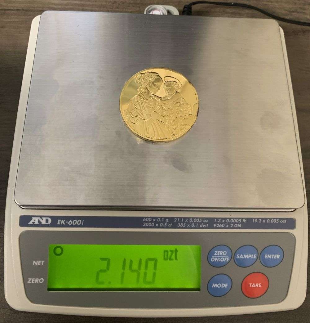 Vintage Madonna & Child With Angels 1465 FRA Filippo Lippi 24k Gold/Sterling Silver 2.140 ozt: Winner shall receive the exact coin shown here. (MR/LBB)