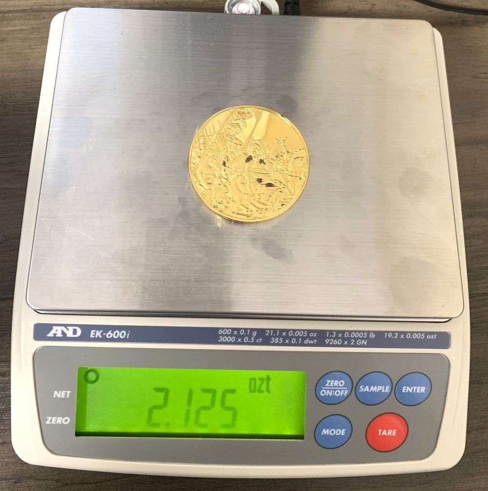 Vintage The Battle Of San Romano 1455 Paolo Uccello 24k Gold/Sterling Silver 2.125 ozt: Winner shall receive the exact coin shown here. (MR/LBB)