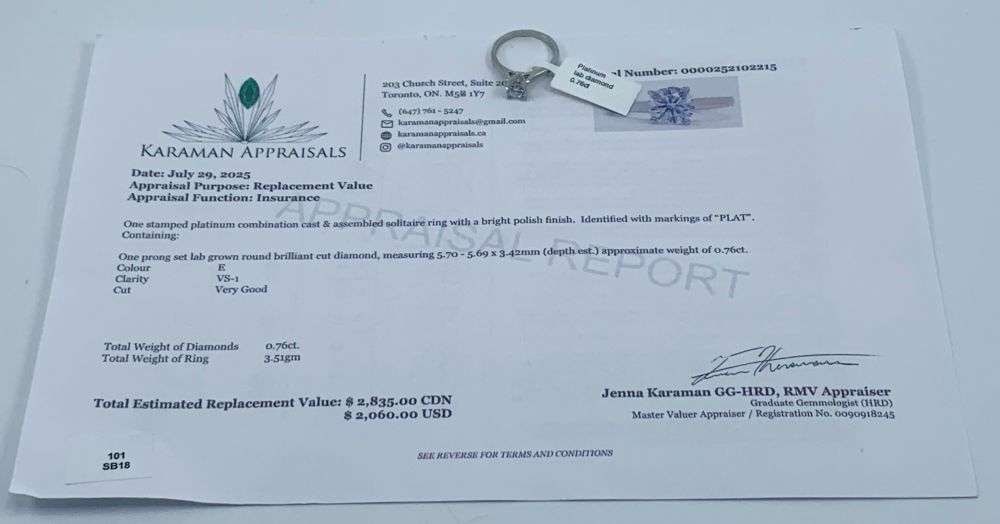 0.76ct Round Cut Diamond Platinum Cast Ring (Size 5): Winner shall receive the exact item shown here (MK)