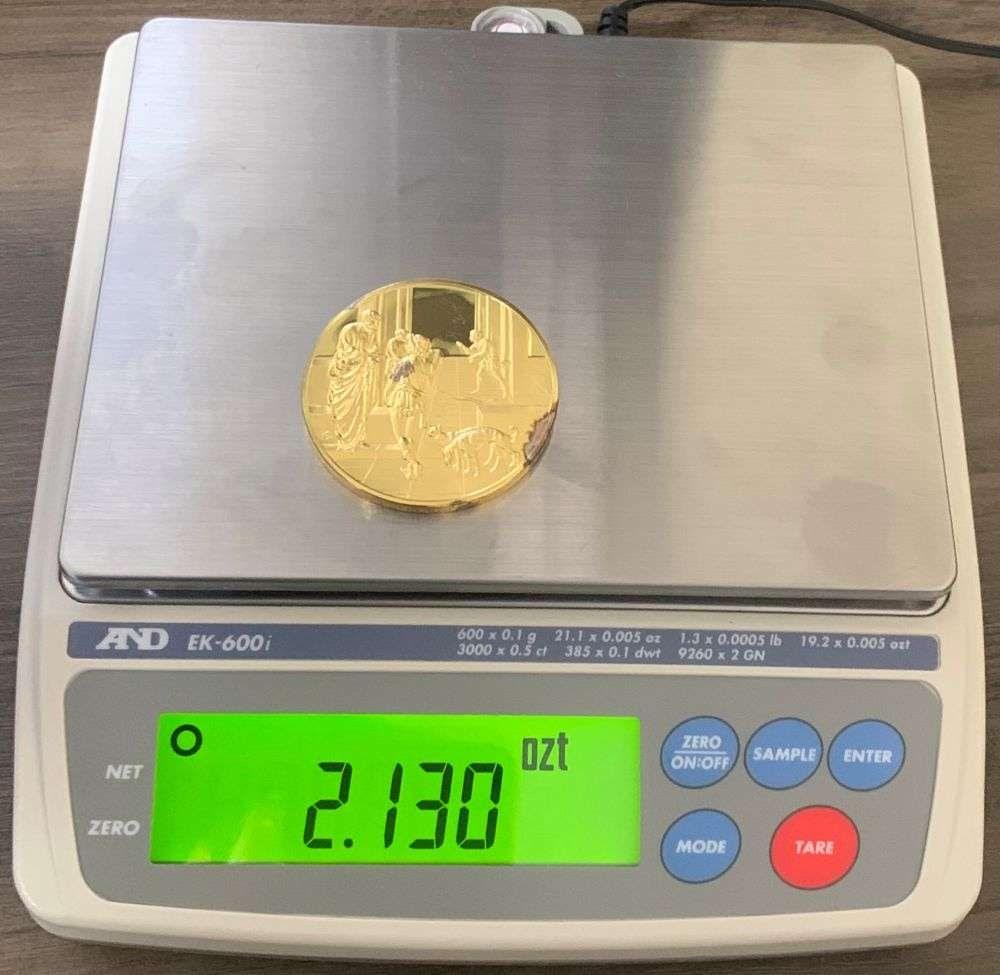 Vintage The Story of Jacob and Esau c.1435 Lorenzo Ghiberti 24k Gold/Sterling Silver 2.130 ozt: Winner shall receive the exact coin shown here. (MR/LBB)