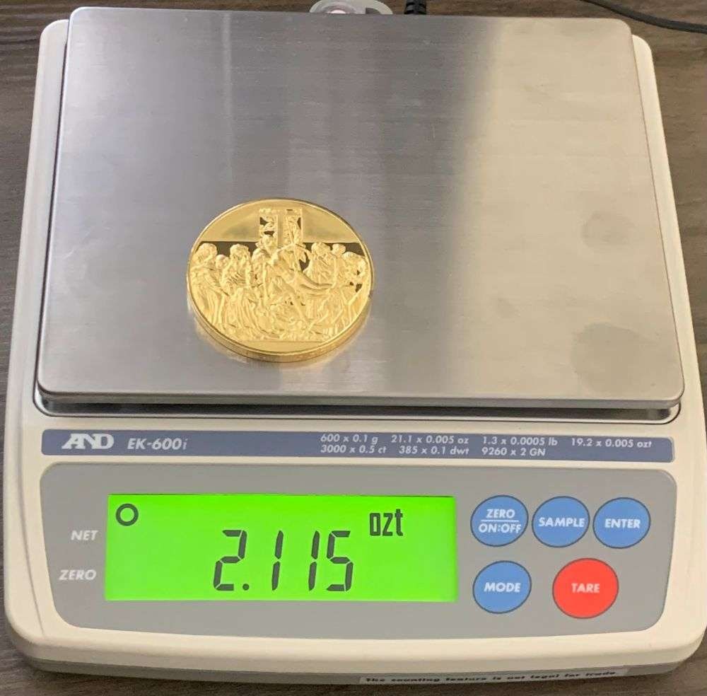 Vintage The Descent from the Cross c.1485 Rogier Van Der Weyden 24k Gold/Sterling Silver 2.115 ozt: Winner shall receive the exact coin shown here. (MR/LBB)