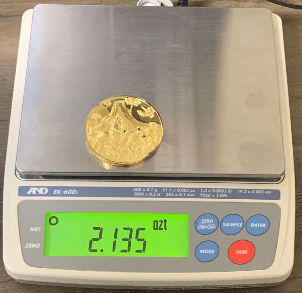 Vintage Flight into Egypt 1304-1312 Giotto 24k Gold/Sterling Silver 2.135 ozt: Winner shall receive the exact coin shown here. (MR/LBB)