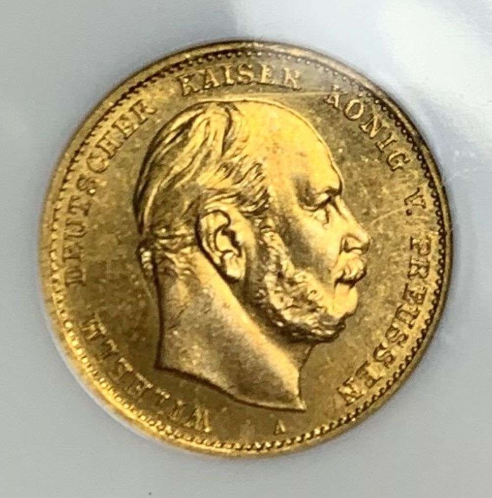1872-A Prussia Gold 10 Mark 0.1152 ozt ASW NGC MS66: Winner shall receive the exact coin shown here. (MR/B)