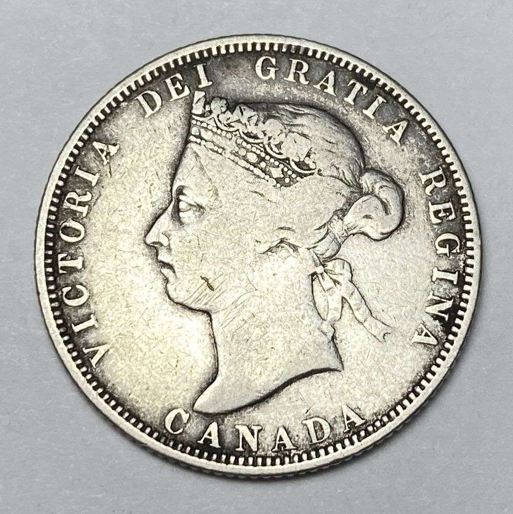 Incredibly Rare 1883-H Canada Queen Victoria Silver Quarter Fine (1 of 2)