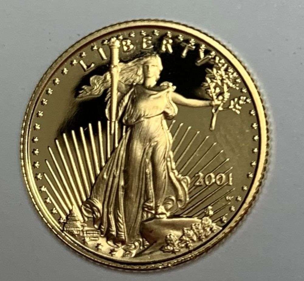 Proof 2001-W American $5 Gold Eagle 1/10 ozt (1 of 3)