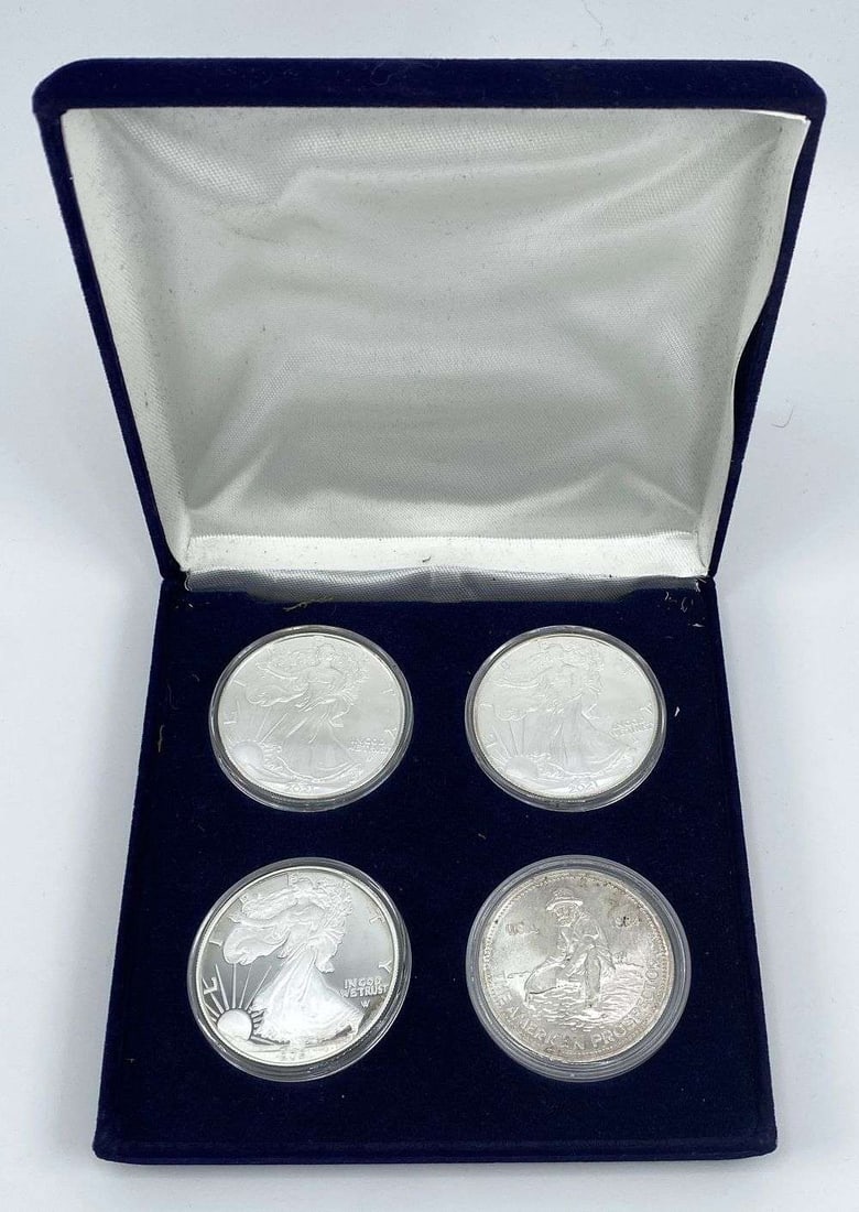 2021-P/W American Silver Eagle Type 2 & 1984 Prospector Set (4-coins) (1 of 3)